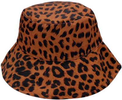 Unbranded Reversible Leopard Print & Black Bucket Hat Leopard print black reversible bucket hat 90s y2k women main image 2