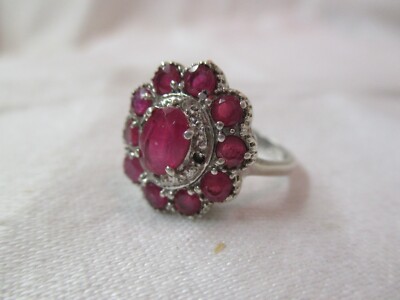 Vintage India OJ 925 Sterling Ring with man made Rubies | eBay