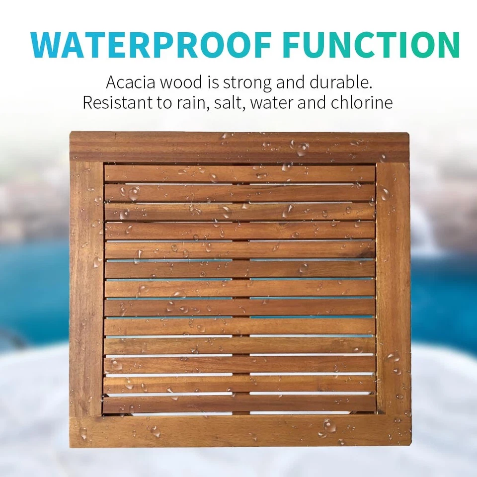 3-Piece Acacia Wood Patio Bistro Set Outdoor Chat Conversation Table Chair Set - Image 4 of 4