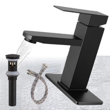 Waterfall Bathroom Sink Faucet Single Handle Hole Vanity Mixer Taps with Cover