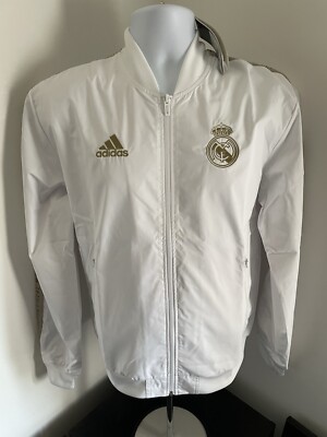 Real Madrid Adidas 2019/2020 Anthem Jacket White Mens Size