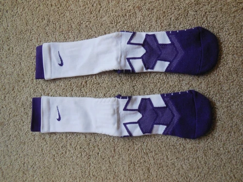 Nike Vapor Elite Cushioned Athletic Socks -PSX311 151-White/Purple Sz Large 8-12
