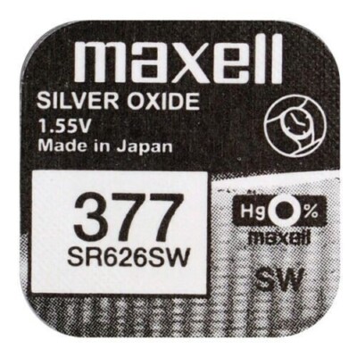 10 x Maxell 377 V377 Uhren-Batterie Knopfzelle SR66 SR626 AG4 SR626SW 1,55 V