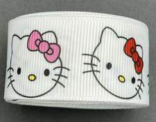 1" x 5yds Kitty Grosgrain Ribbon, Cartoon Ribbon, Cat Ribbon, White Cat Ribbon