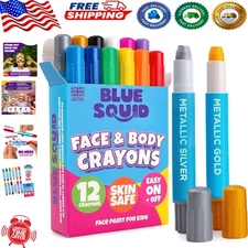 Hypoallergenic 12 Color Face Paint Crayons - Washable & Perfect for Parties