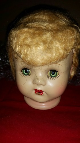 Plaything stamped Doll Head 6" open/close eyes and Teeth 1930s antique/vintage. - Bild 8 von 12