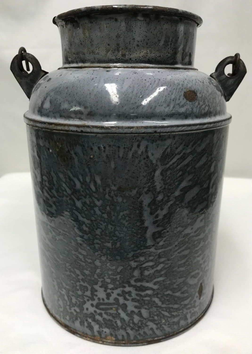 Vintage Gray Graniteware Enamelware Milk Can Cream Pail w/o Lid