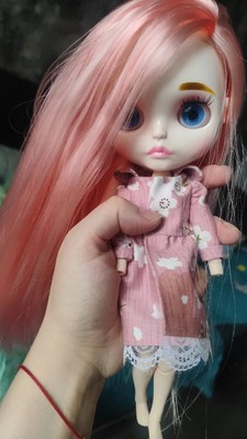 Neo Blythe Doll Custom Shiny Face Nude Jointed Body Wavy Hair Brows Puppet Toys