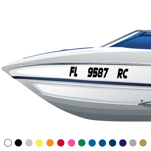 Boat Registration Letters Numbers Decals Set of 2 Custom Decals Jet Ski 3"x18" - Picture 9 of 9
