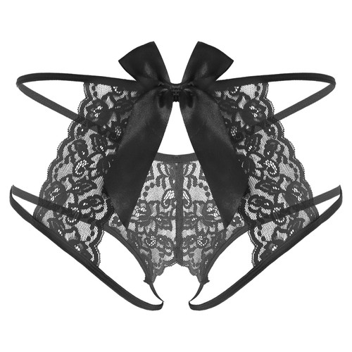 Men Lace Briefs Low Rise G-String Crotchless Sissy Crossdress Gay Underwear Sexy - Picture 21 of 145