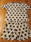 Disney Pajama Short Sleeve Top And Short Set Knit Sm Grey And Black Mickey Logo — photo 1