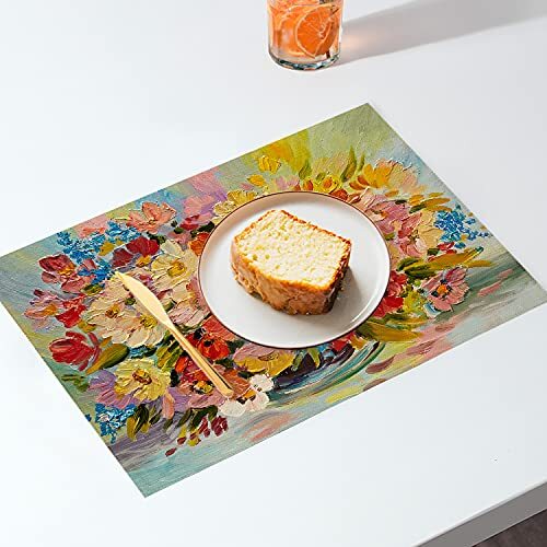 Colorful Summer Decorative Placemats, Spring Oil On 12x16 inch Flower Colorful - Picture 5 of 6