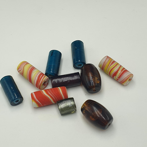 Vintage Mix African Style Glass & Resin Beads Lot of 10