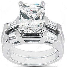 6.20 ct total Radiant cut Lab grown Diamond Platinum Ring  Band IGI cert E VS1