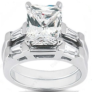 6.22 ct total Radiant cut Lab grown Diamond Platinum Ring & Band IGI cert E VS1