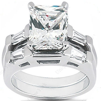 5.93 carat total Radiant cut Diamond Bridal set Ring  GIA .93 Carat Wedding Ring and Band main image 0