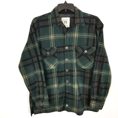 Juneaut Mens Button Up Fleece Heavy Shacket Sz L  Green Long Sleeve Jacket