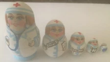 mini-Doctor hand painted l RUSSIAN NESTING DOLL 5 PCS 2.5 *inches 