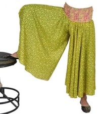 5 Pcs OF Indian Vintage Sari Printed Boho Gypsy Wide-Leg Palazzo Pants Trousers