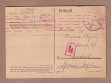 November 20 1942 Blue Division at Russian Front German Feldpost Card to Spain