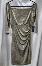Vince Camuto Women's Off The Shoulder Knit Bodycon Dress, Gold, 6