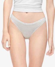 Image of Calvin Klein Women's CK One Cotton Blend Thong Panty Underwear, Gray, Medium
