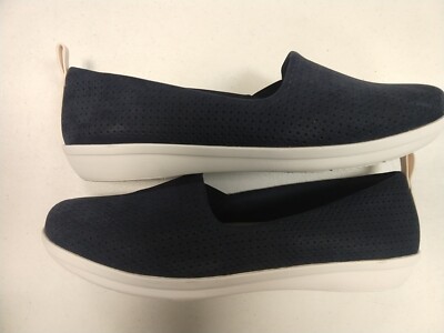 Clarks Women's Ayla Blair Navy Synthetic Nubuck Casual Flats Size 11W  (F8B-2604)