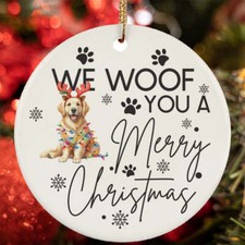 Merry Christmas Golden Retriever Dog Woof Xmas Lover Ornament Gift Tree Decor