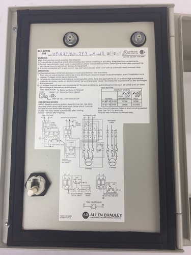 ALLEN BRADLEY 109-A24JD3-C24-7 TYPE 12 STARTER ENCLOSURE ONLY SERIES A - Picture 4 of 5
