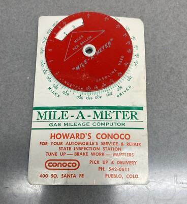 Conoco Gas Oil Station Mileage Meter Advertising Howard Pueblo Colorado Vintage