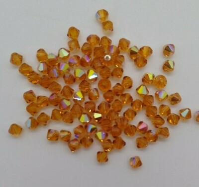 Swarovski Crystal Topaz AB Bicone Beads; 4 Sizes: 3mm, 4mm, 6mm, or 8mm