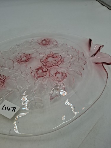 Mikasa Rosella Pink Floral Etched Crystal Glass Round Serving Platter - Bild 4 von 9