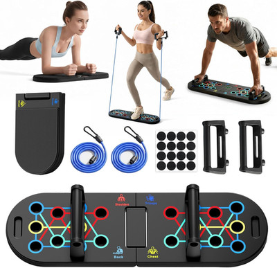 Plank Board Resistance Bands 22-in-1 Core Trainer with Foam Elbow Pads Folding
