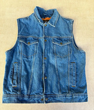 Bikers Edge Men s Blue Denim Vest M Snap/Button Front Polyester Lined Pockets