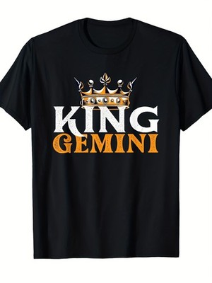 Men'S King Gemini Zodiac Sign T-Shirt - Retro Astrology Graphic Tee with Gemin