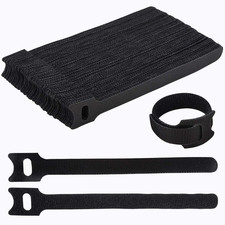 100Pcs Cable Straps Black Wire Cord Hook Loop Ties Reusable Fastening Organizer
