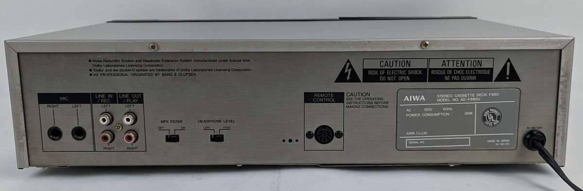 Aiwa F660 Stereo Cassette Deck - Vintage Japan AD-F660U | eBay