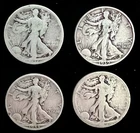 USA WALKING LIBERTY HALF DOLLAR  SILVER COINS - 4 COINS - NO RESERVE AUCTION