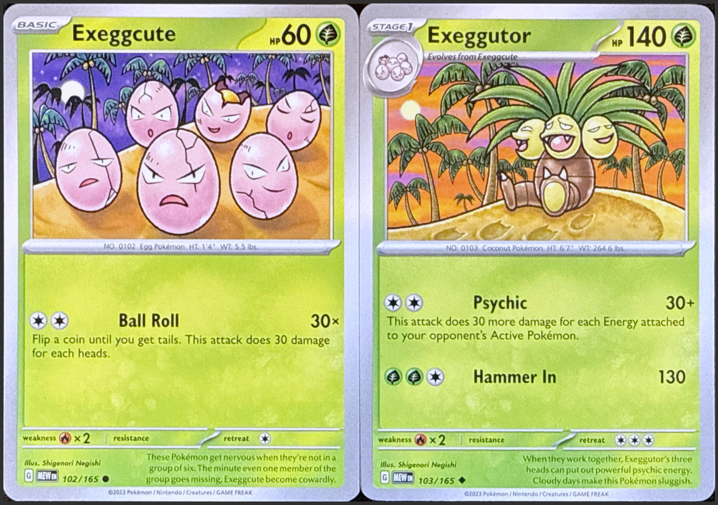Pokémon - 151 - Exeggcute - 102/165 + Exeggutor 103/165 -  ENGLISH - NM/M