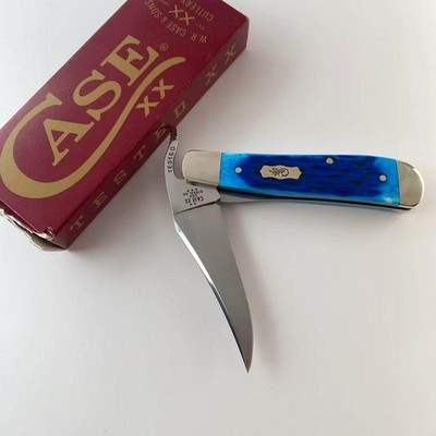 New Case xx 51859 Mediterranean Blue Bone RussLock Handle Folding Pocket Knife