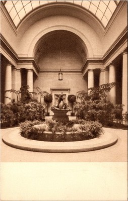 Vintage Postcard National Gallery Art Washington DC West Garden Court Sepia USA