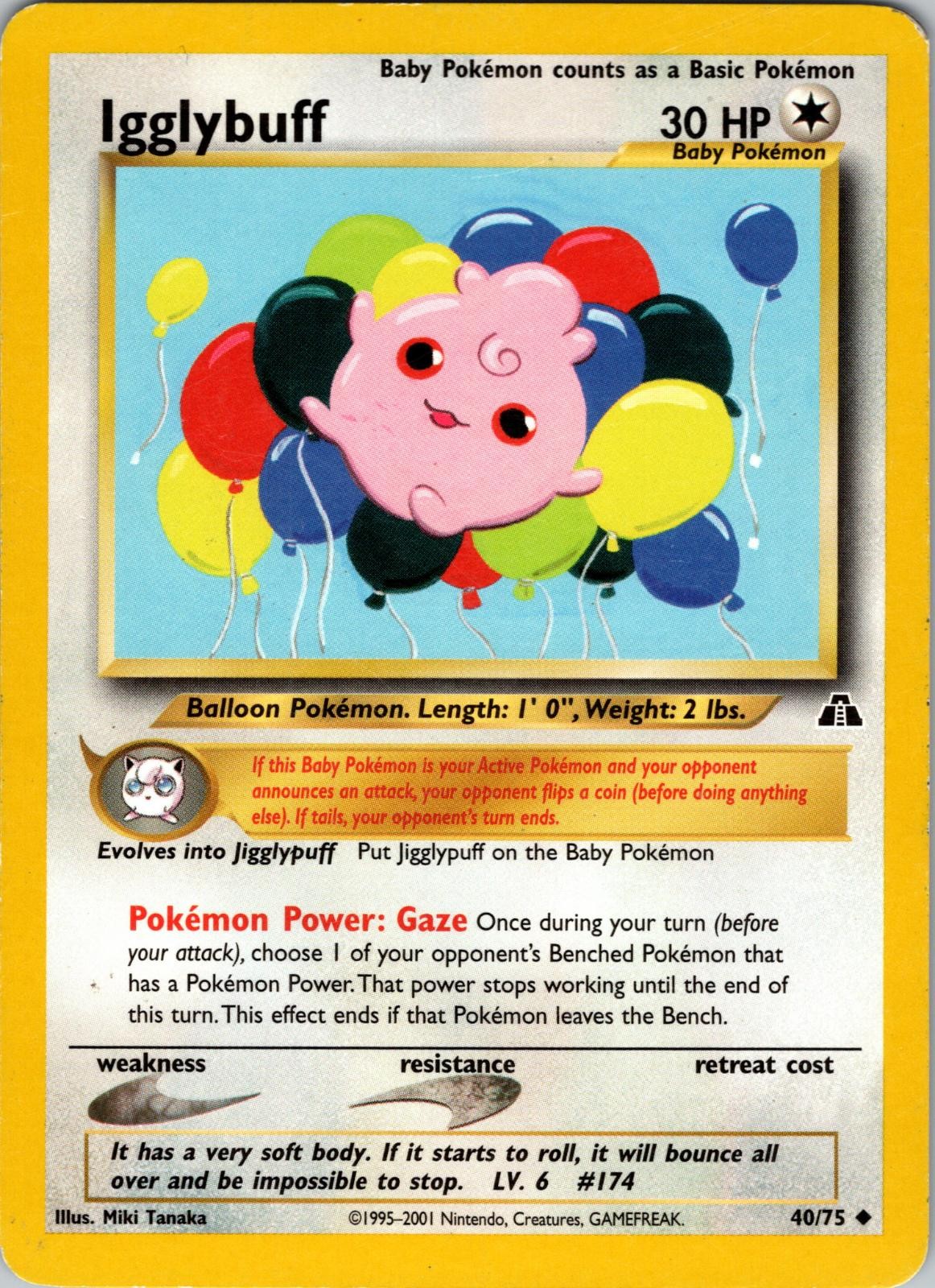 Igglybuff 40/75 Uncommon Neo Discovery Pokemon Unlimited Lightly Played