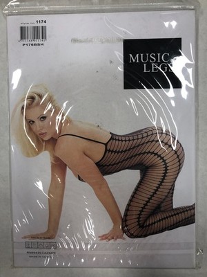 sexy Overall Music Legs Plaid Bodystocking offen Schrittlos Größe M/L Neu