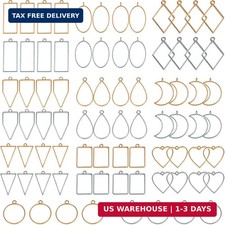 Open Bezels for Resin, 80Pcs 2 Colors 10 Styles Hollow Frames Mold Pendants Re