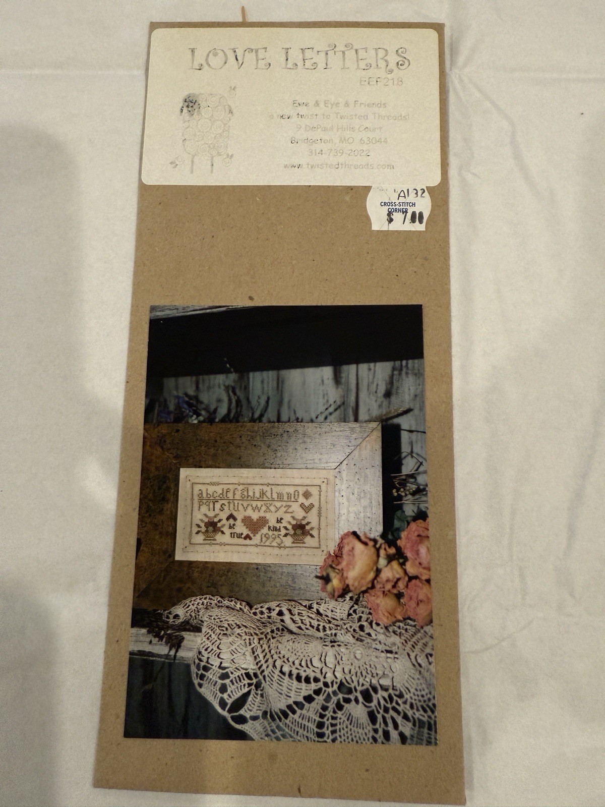 Twisted Threads LOVE LETTERS Cross Stitch Pattern Heart Sampler OOP