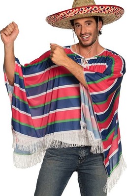 BUNTER MEXIKO PONCHO Mexico Mexikaner Mexicaner Damen Herren Kostüm Umhang Cape