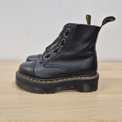 Dr. Martens Sinclair weiches schwarzes Leder Quad Chunky Plateau Reißverschluss Stiefel UK 4