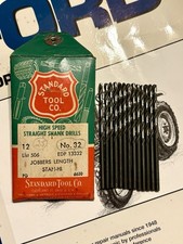 13- 32 Jobber Length High Speed Steel, Black Oxide Drill Bits, NOS