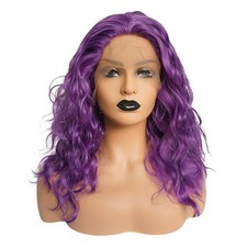 Medium Long Soft Hedgehog Wavy Wigs 14" Purple 