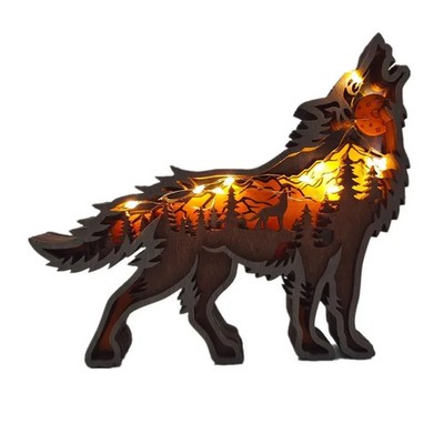 Holzdeko Tiere Weihnachtsmotiv Holzschnitzerei Handwerkskunst LED Dekor